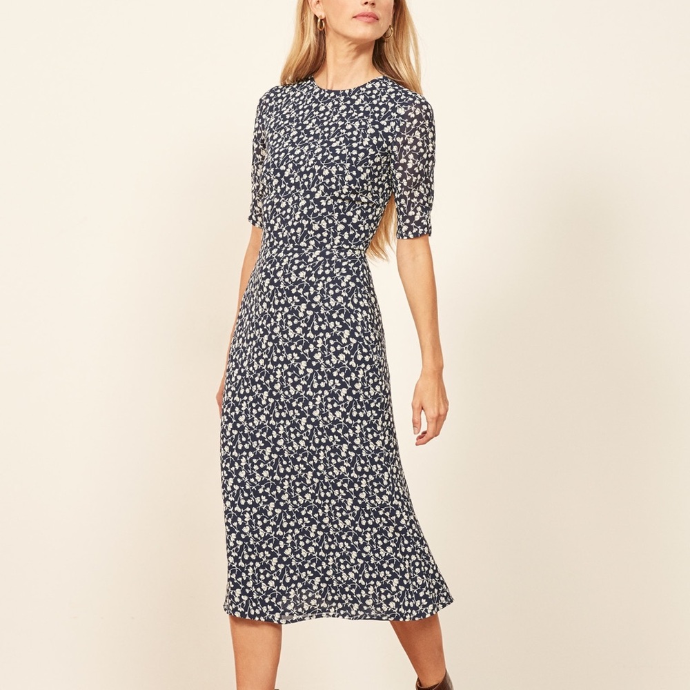 Reformation Prima Dress, Navy Floral